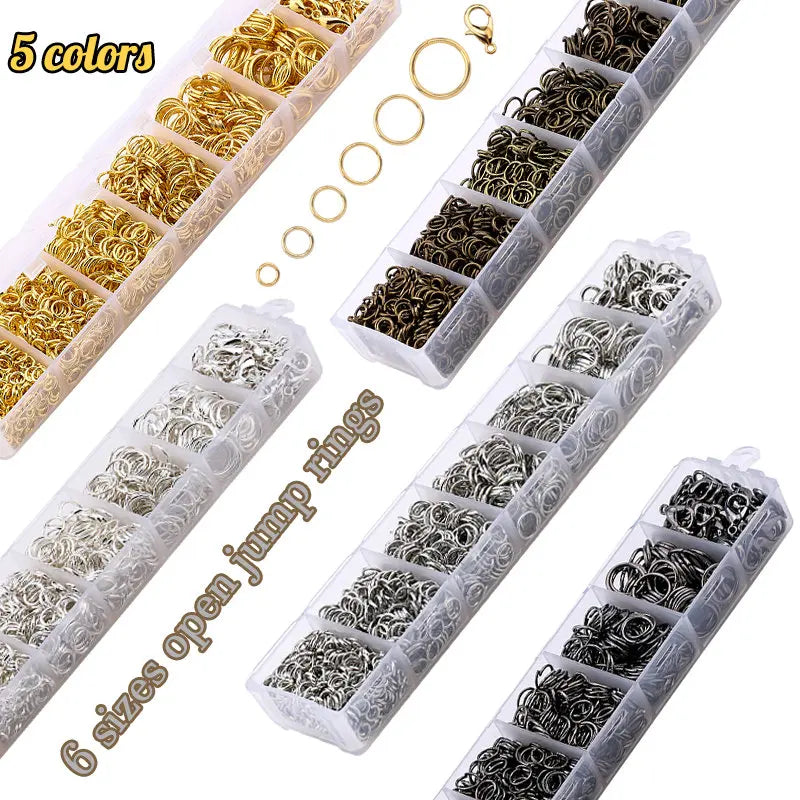 Jewelry Findings Kit with Zinc Alloy Jump Rings & Lobster Clasps