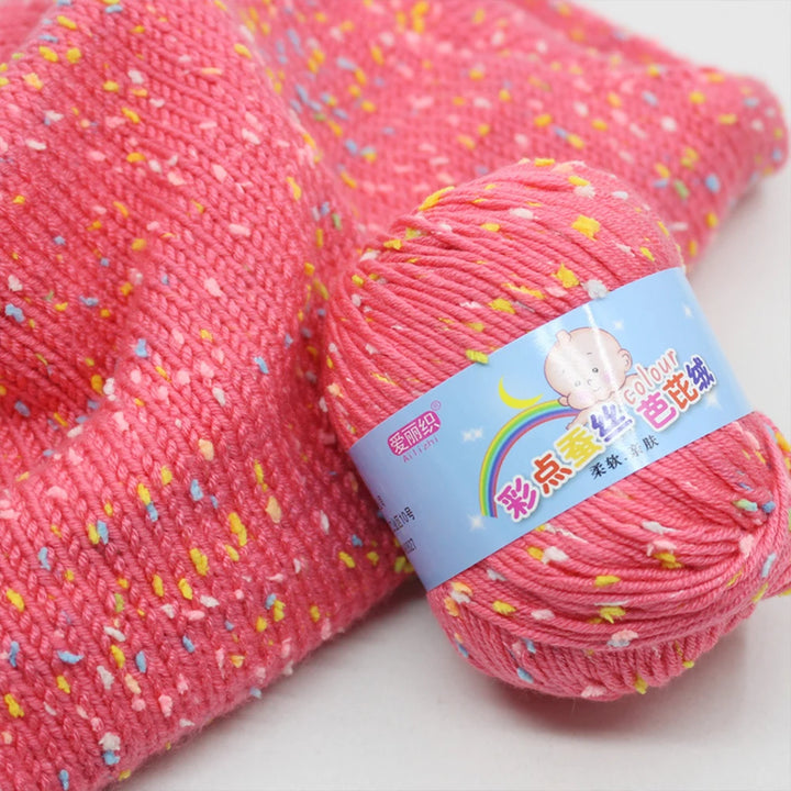 50g Colored Dot Silk Wool Yarn | Soft Baby Cotton Cashmere Blend for Knitting & Crochet