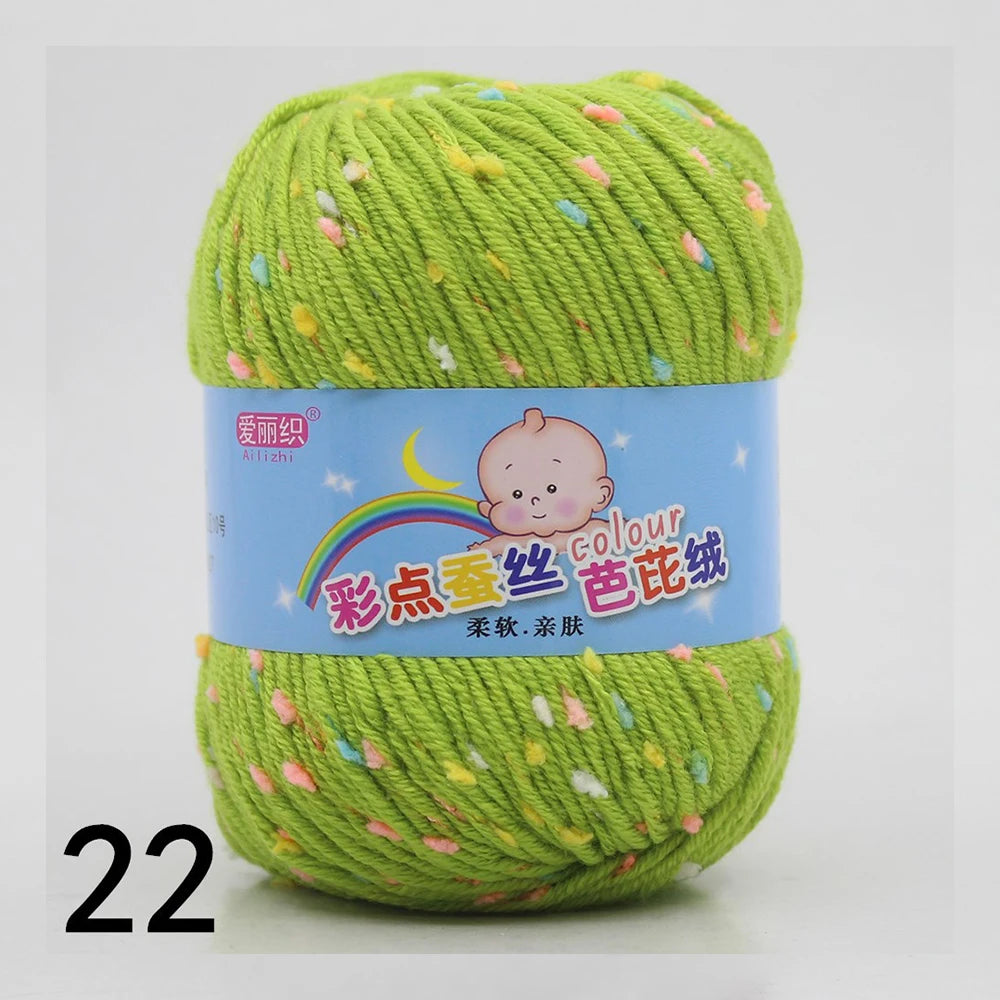50g Colored Dot Silk Wool Yarn | Soft Baby Cotton Cashmere Blend for Knitting & Crochet