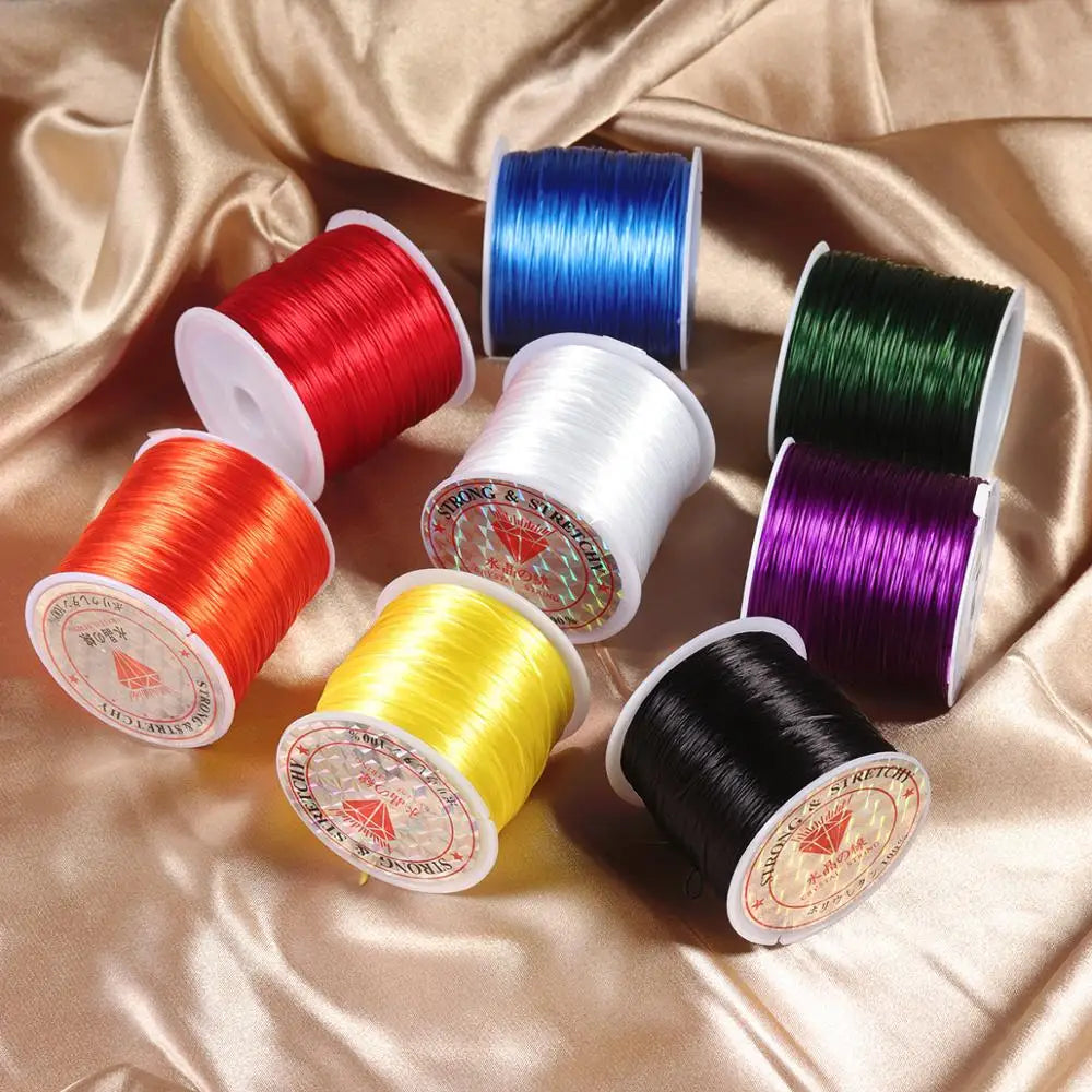 Elastic Crystal Beading Cord – 1mm Stretch Jewelry Making Thread (10–40M)