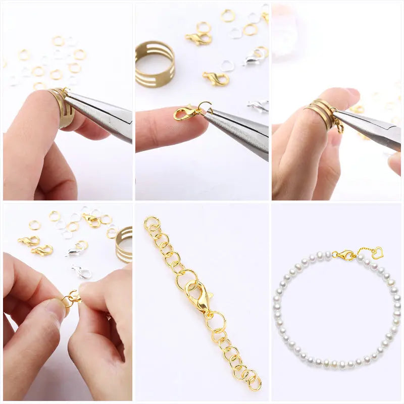 Jewelry Findings Kit with Zinc Alloy Jump Rings & Lobster Clasps