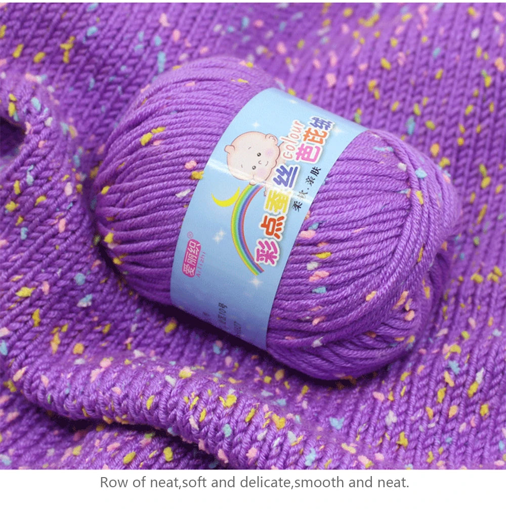 50g Colored Dot Silk Wool Yarn | Soft Baby Cotton Cashmere Blend for Knitting & Crochet