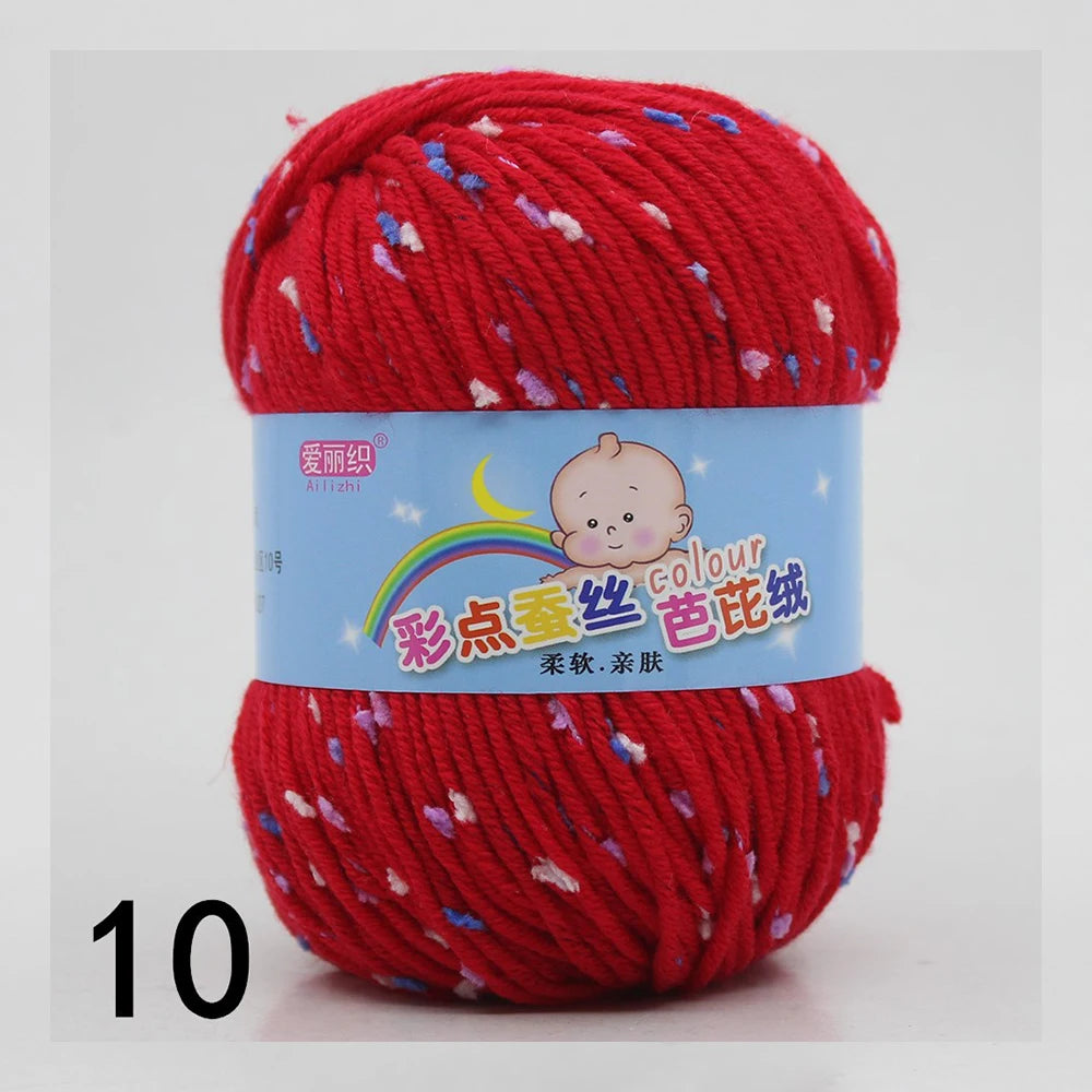 50g Colored Dot Silk Wool Yarn | Soft Baby Cotton Cashmere Blend for Knitting & Crochet