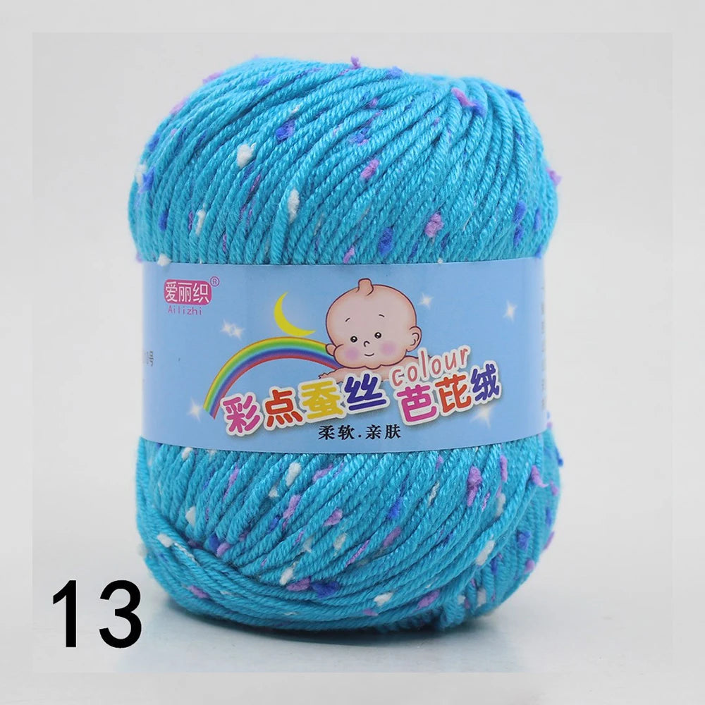 50g Colored Dot Silk Wool Yarn | Soft Baby Cotton Cashmere Blend for Knitting & Crochet