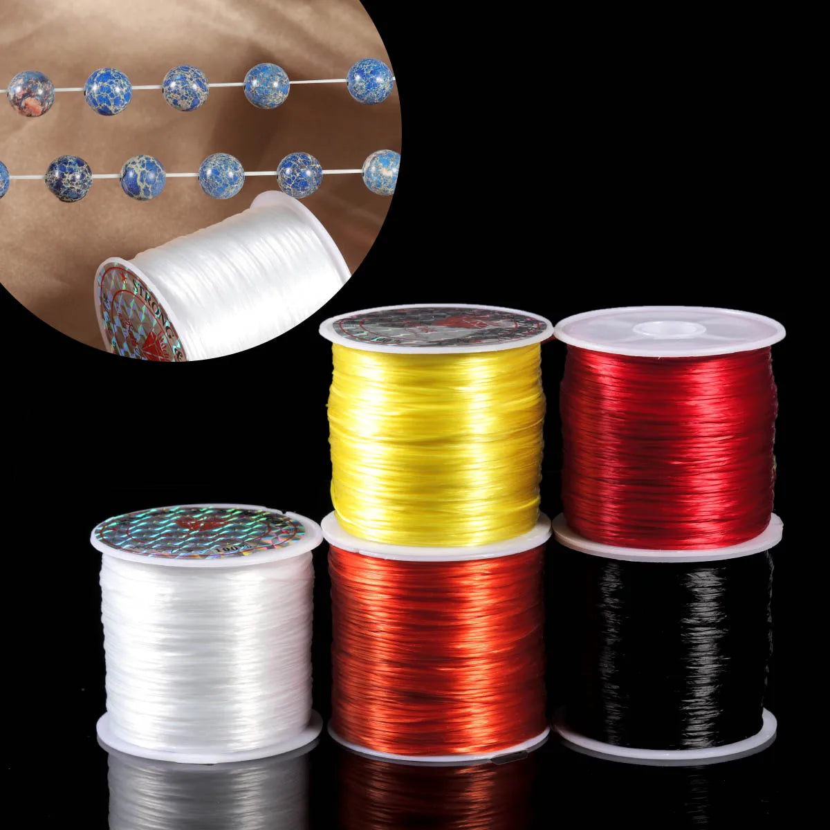 Elastic Crystal Beading Cord – 1mm Stretch Jewelry Making Thread (10–40M)