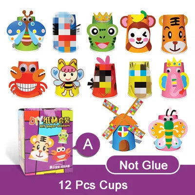 12Pcs Kids 3D DIY Paper Cup Craft Kit