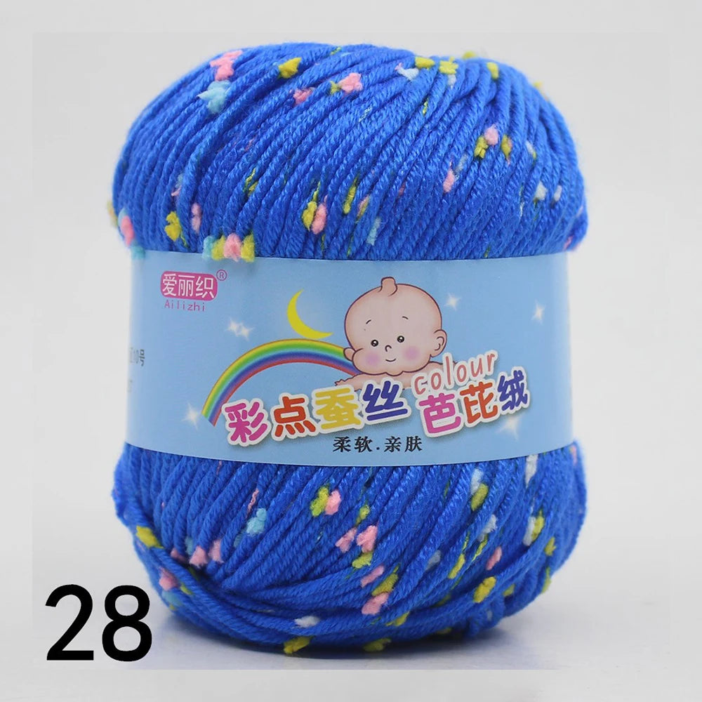 50g Colored Dot Silk Wool Yarn | Soft Baby Cotton Cashmere Blend for Knitting & Crochet