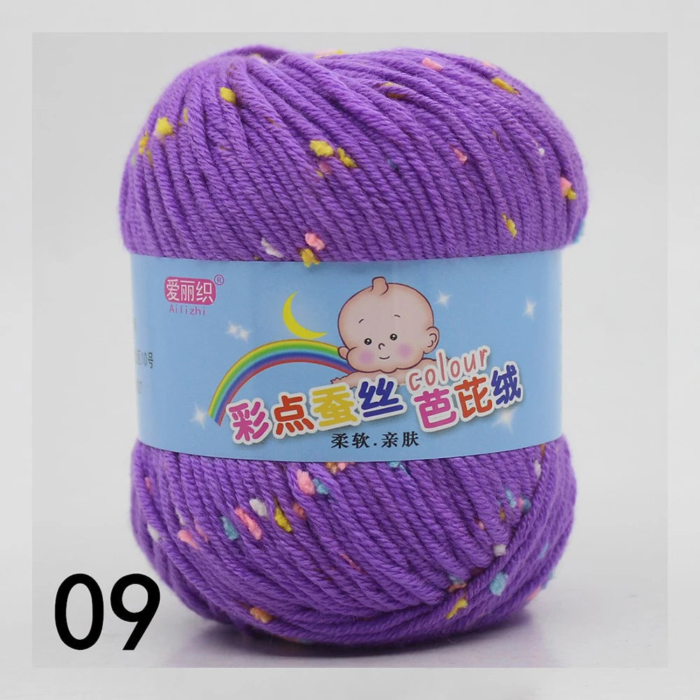 50g Colored Dot Silk Wool Yarn | Soft Baby Cotton Cashmere Blend for Knitting & Crochet