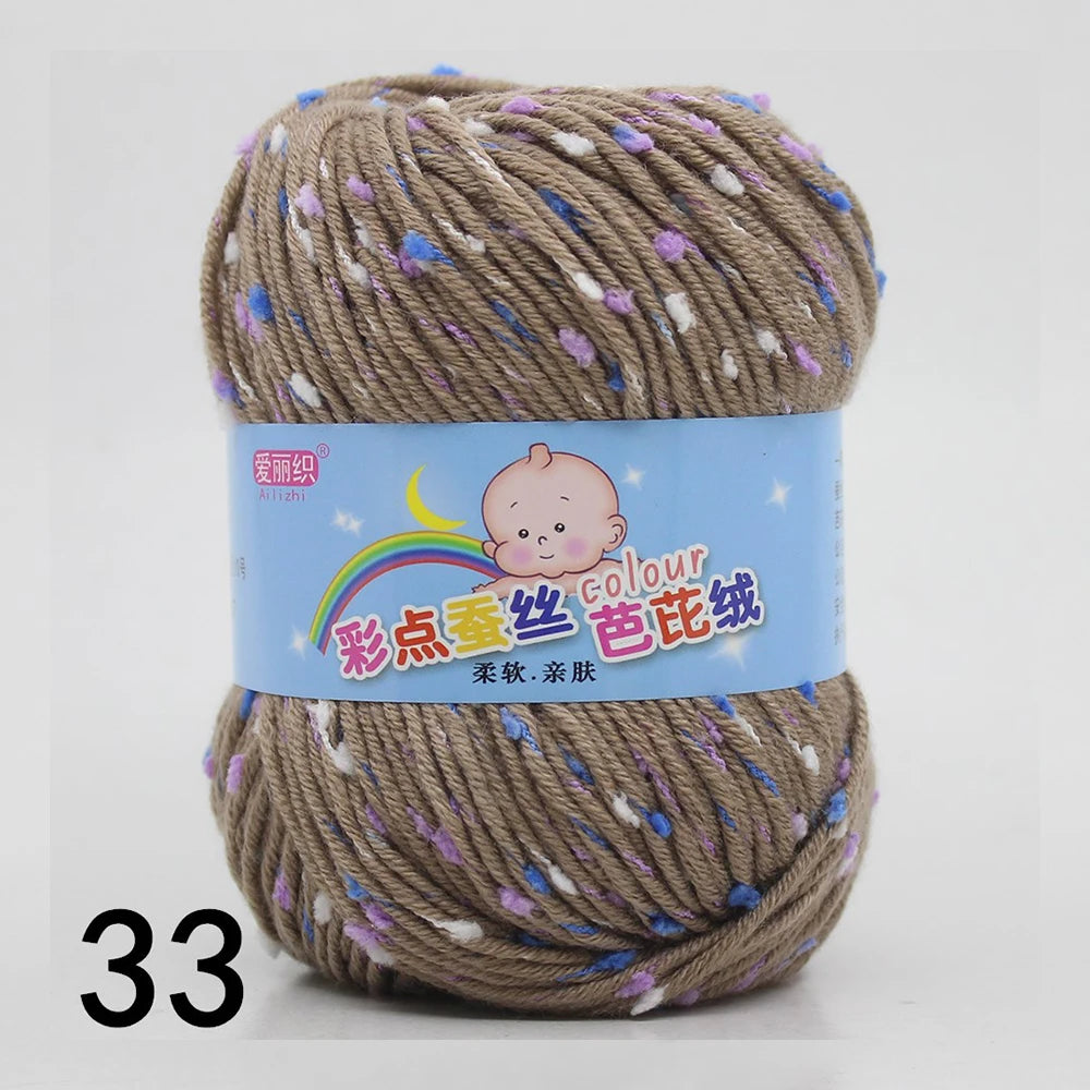 50g Colored Dot Silk Wool Yarn | Soft Baby Cotton Cashmere Blend for Knitting & Crochet