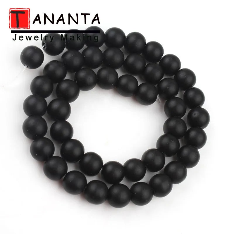 Matte Black Agate Onyx Beads – Natural Stone Jewelry Making Supply
