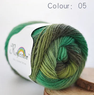 100% Wool Yarn – Rainbow Color Soft Thick Knitting & Crochet Thread