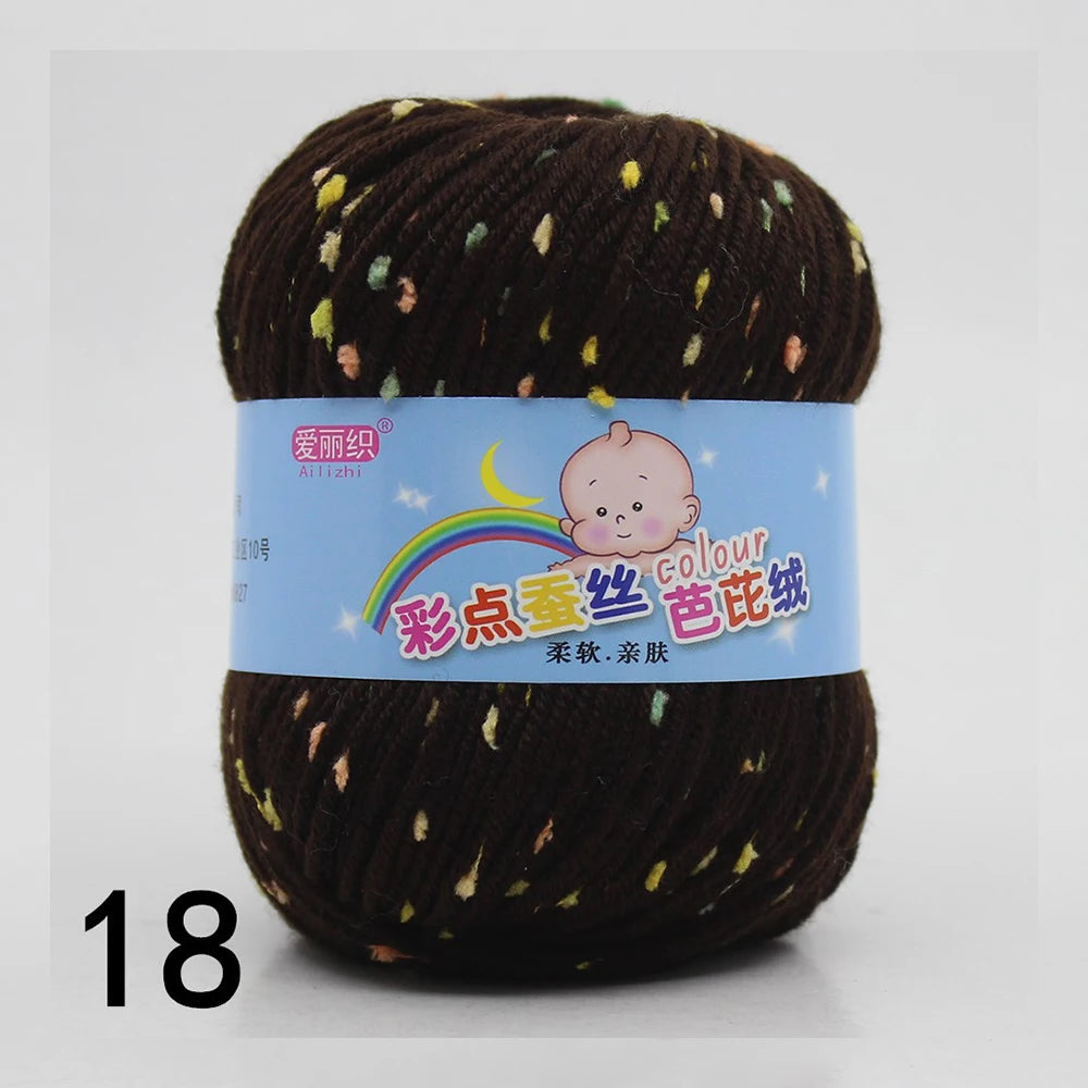 50g Colored Dot Silk Wool Yarn | Soft Baby Cotton Cashmere Blend for Knitting & Crochet