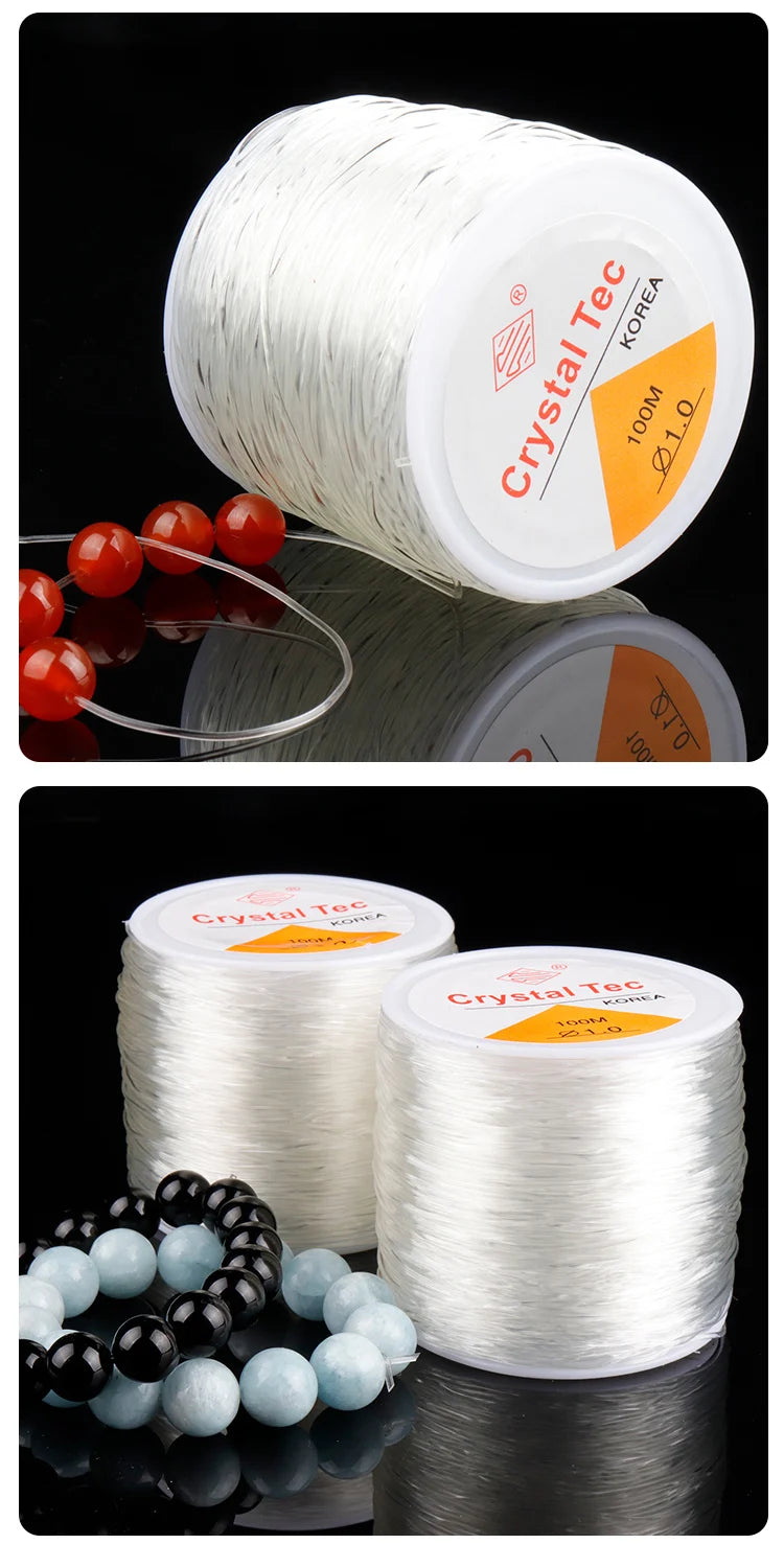 100m Elastic Crystal Beading Thread – Stretch Jewelry Making Cord