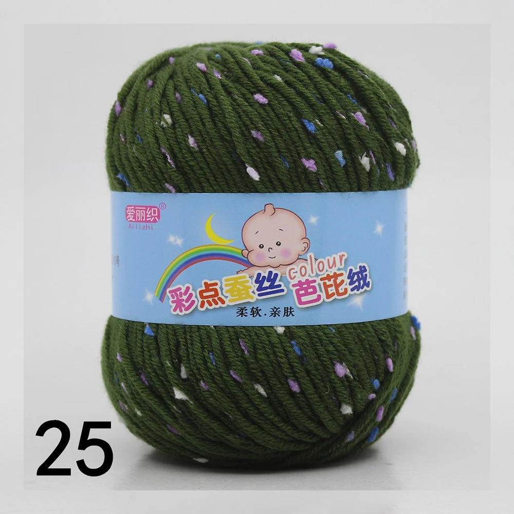 50g Colored Dot Silk Wool Yarn | Soft Baby Cotton Cashmere Blend for Knitting & Crochet