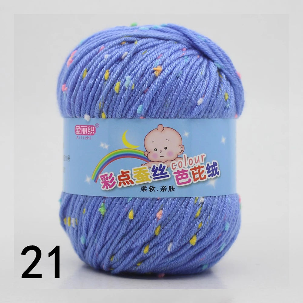 50g Colored Dot Silk Wool Yarn | Soft Baby Cotton Cashmere Blend for Knitting & Crochet