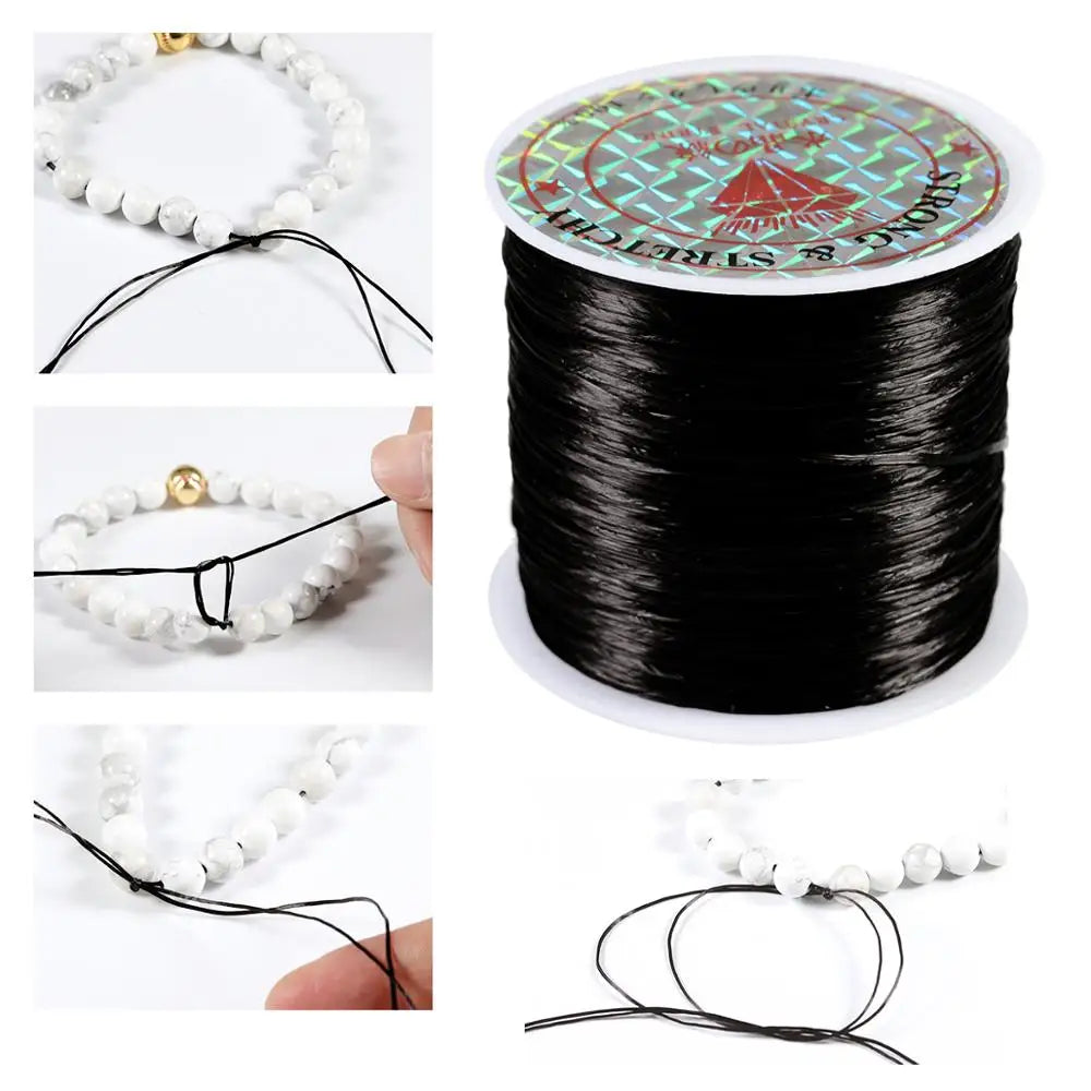 Elastic Crystal Beading Cord – 1mm Stretch Jewelry Making Thread (10–40M)