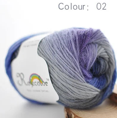 100% Wool Yarn – Rainbow Color Soft Thick Knitting & Crochet Thread