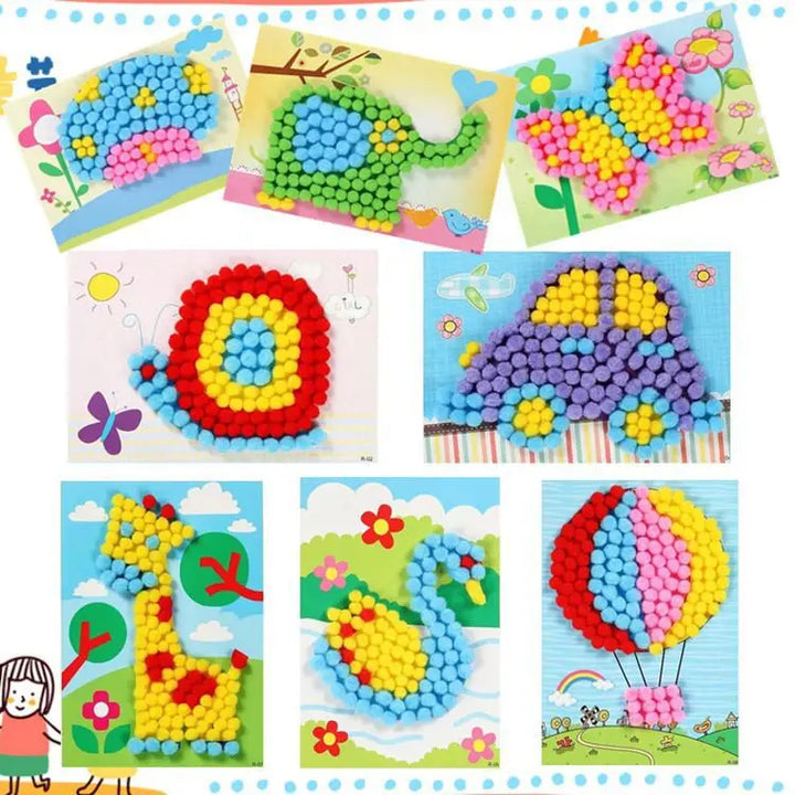 Kids Plush Ball Painting Sticker Craft Set | DIY Educational Toy (2-Pack)