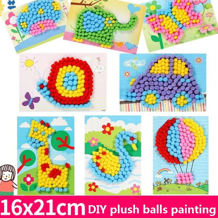 Kids Plush Ball Painting Sticker Craft Set | DIY Educational Toy (2-Pack)