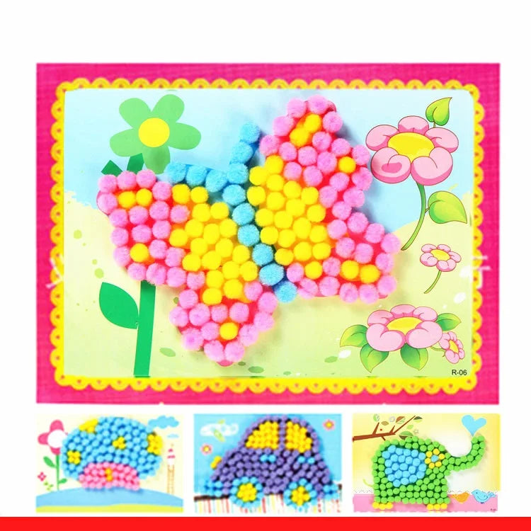 Kids Plush Ball Painting Sticker Craft Set | DIY Educational Toy (2-Pack)