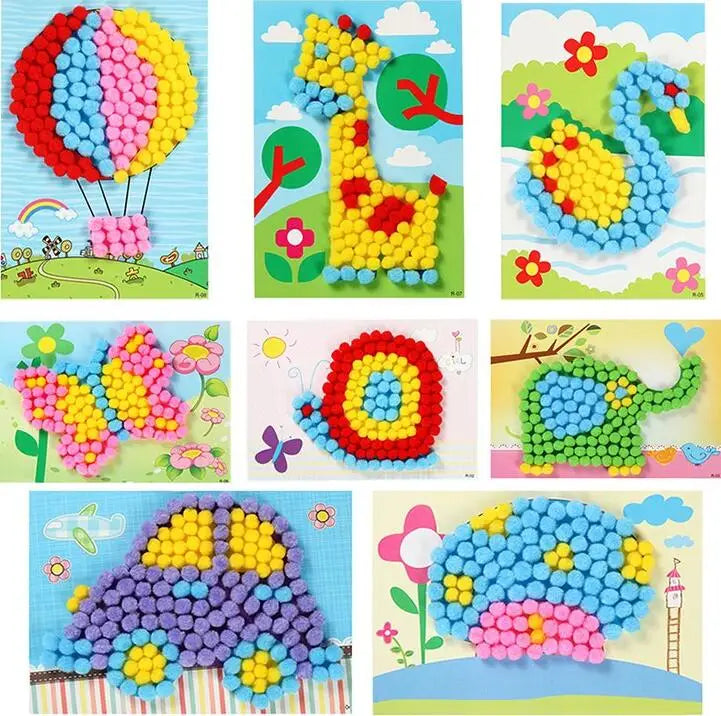 Kids Plush Ball Painting Sticker Craft Set | DIY Educational Toy (2-Pack)