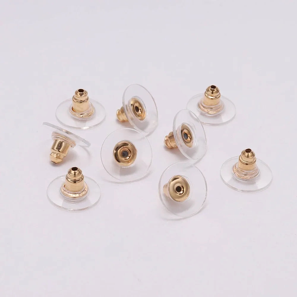 100Pcs Gold Earring Backs | Silicone Stud Post Nuts & Stoppers for Jewelry Making