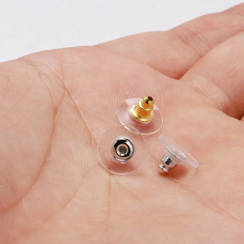 100Pcs Gold Earring Backs | Silicone Stud Post Nuts & Stoppers for Jewelry Making