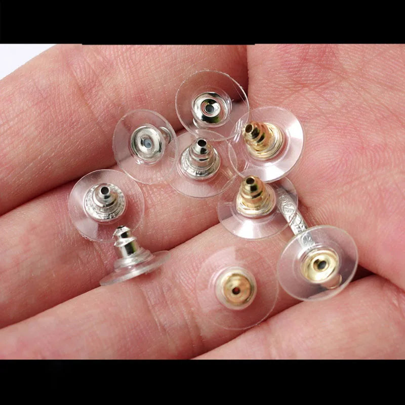 100Pcs Gold Earring Backs | Silicone Stud Post Nuts & Stoppers for Jewelry Making