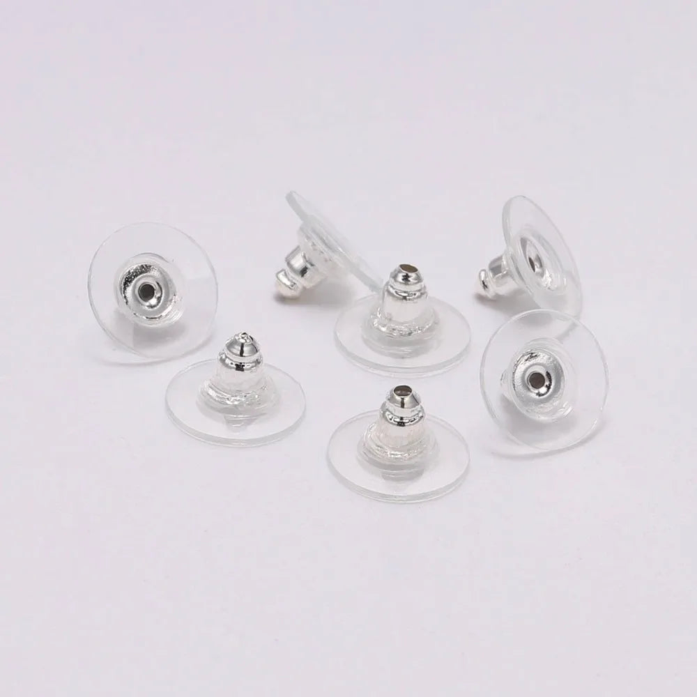 100Pcs Gold Earring Backs | Silicone Stud Post Nuts & Stoppers for Jewelry Making