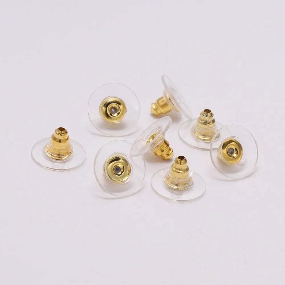 100Pcs Gold Earring Backs | Silicone Stud Post Nuts & Stoppers for Jewelry Making