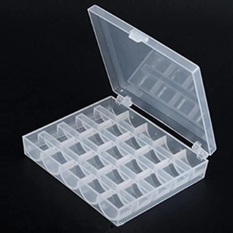 25Pcs Clear Sewing Machine Bobbins Set with Storage Box