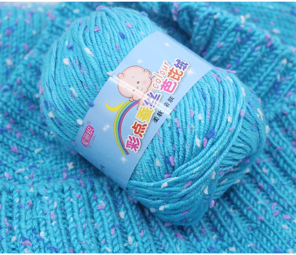 50g Colored Dot Silk Wool Yarn | Soft Baby Cotton Cashmere Blend for Knitting & Crochet