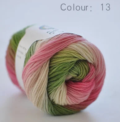 100% Wool Yarn – Rainbow Color Soft Thick Knitting & Crochet Thread