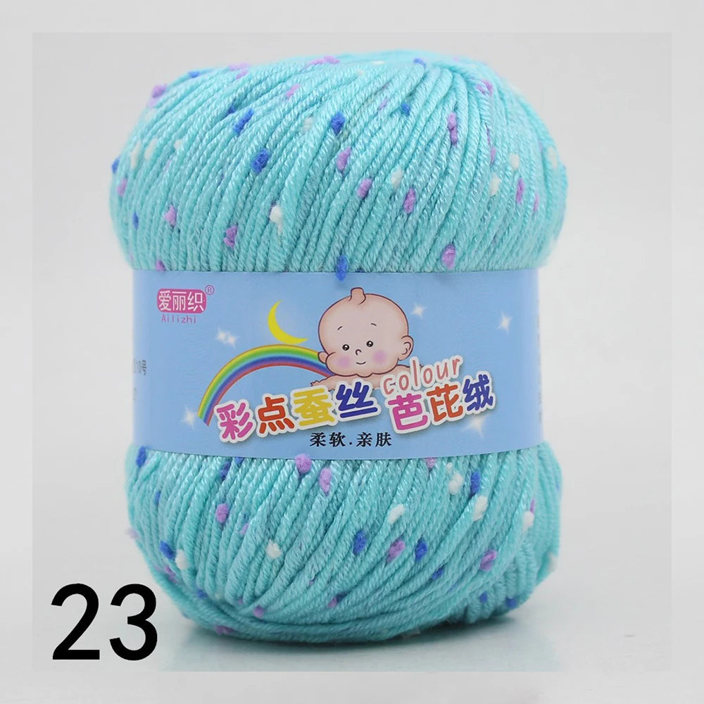 50g Colored Dot Silk Wool Yarn | Soft Baby Cotton Cashmere Blend for Knitting & Crochet