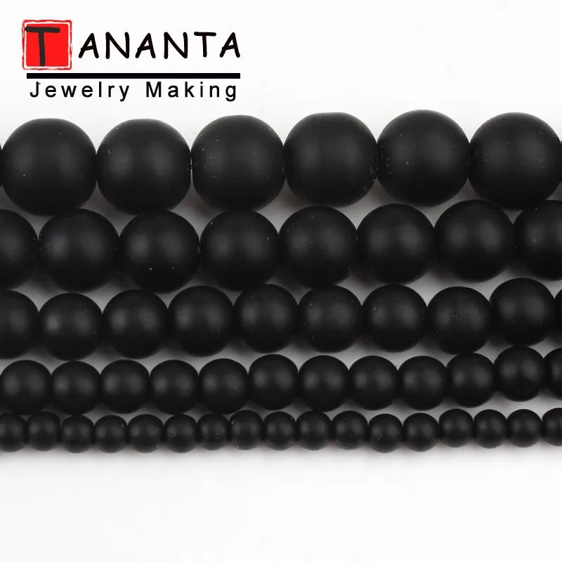 Matte Black Agate Onyx Beads – Natural Stone Jewelry Making Supply