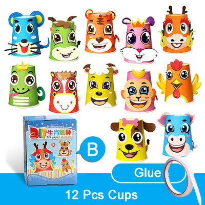 12Pcs Kids 3D DIY Paper Cup Craft Kit