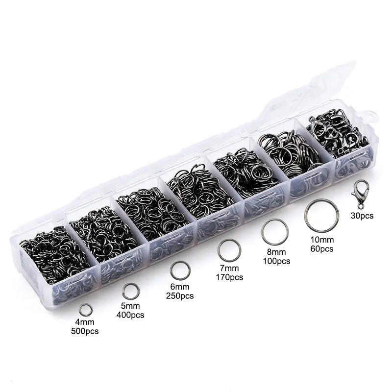 Jewelry Findings Kit with Zinc Alloy Jump Rings & Lobster Clasps