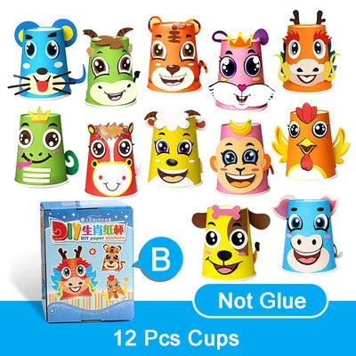 12Pcs Kids 3D DIY Paper Cup Craft Kit