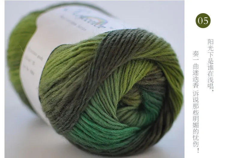 100% Wool Yarn – Rainbow Color Soft Thick Knitting & Crochet Thread