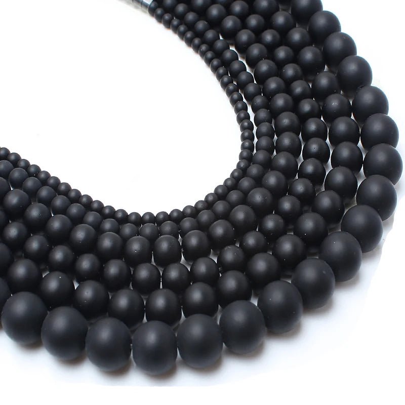 Matte Black Agate Onyx Beads – Natural Stone Jewelry Making Supply