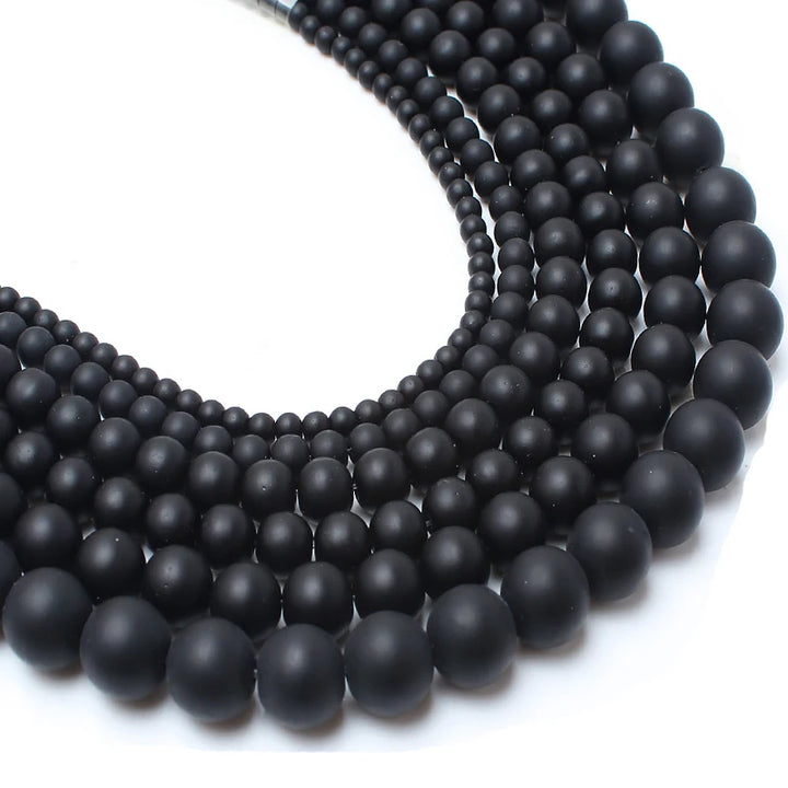 Matte Black Agate Onyx Beads – Natural Stone Jewelry Making Supply
