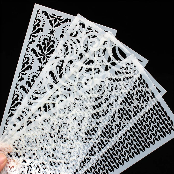 KSCRAFT 4pcs Slimline Layering Stencils – DIY Scrapbooking & Card Making