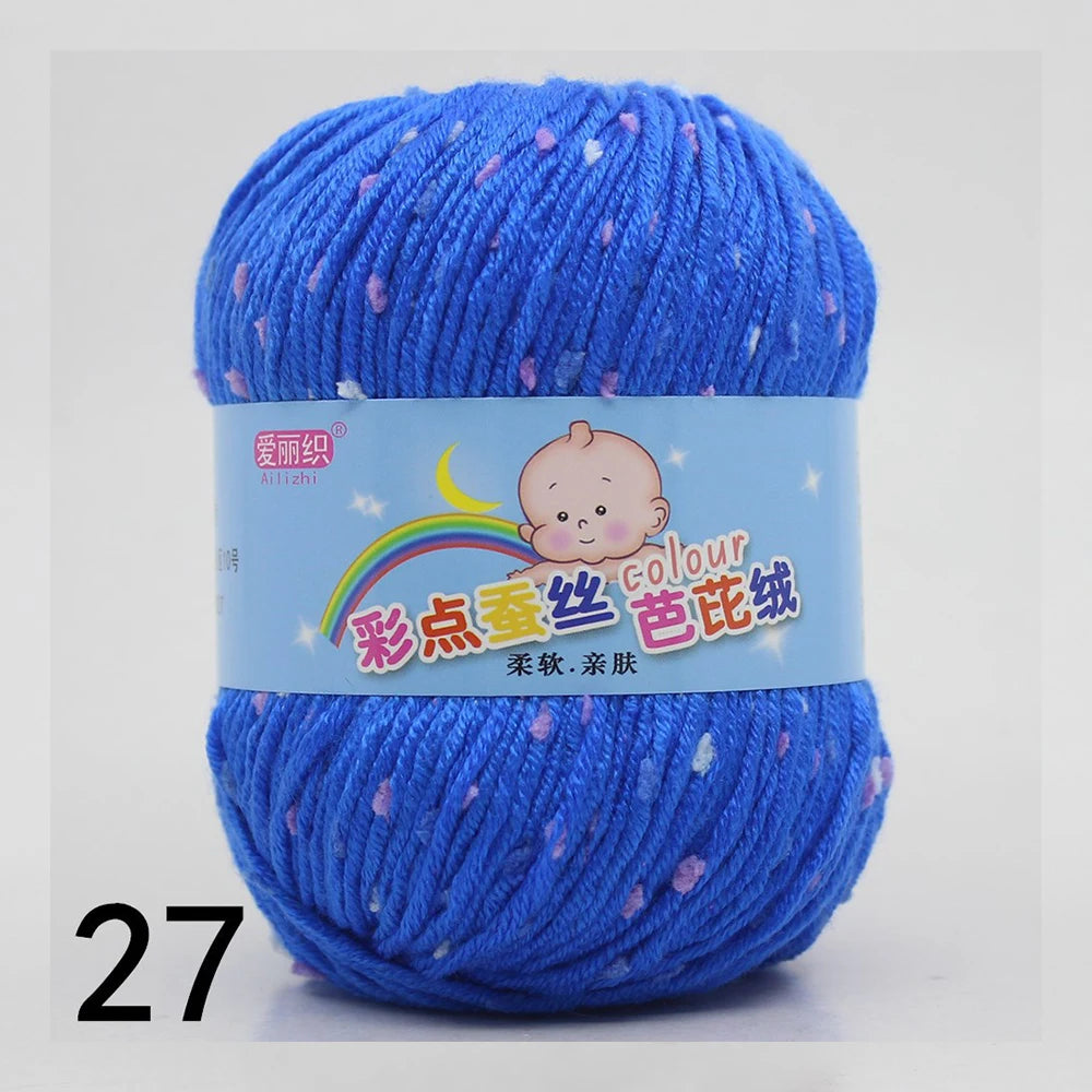 50g Colored Dot Silk Wool Yarn | Soft Baby Cotton Cashmere Blend for Knitting & Crochet
