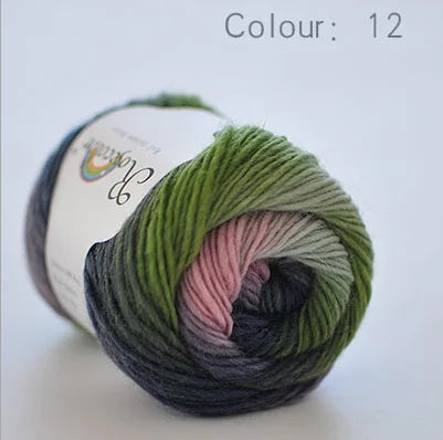 100% Wool Yarn – Rainbow Color Soft Thick Knitting & Crochet Thread