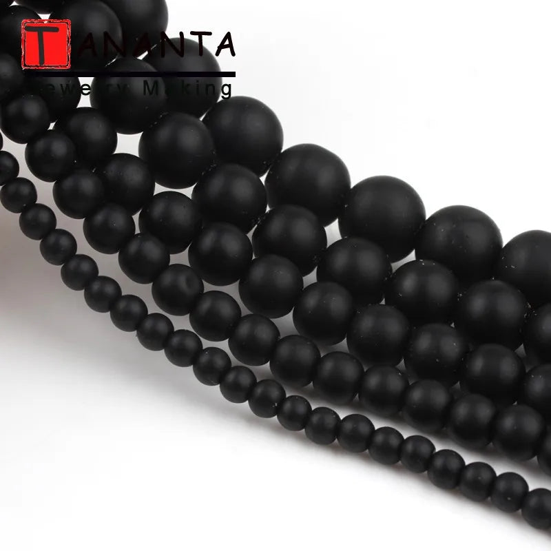 Matte Black Agate Onyx Beads – Natural Stone Jewelry Making Supply
