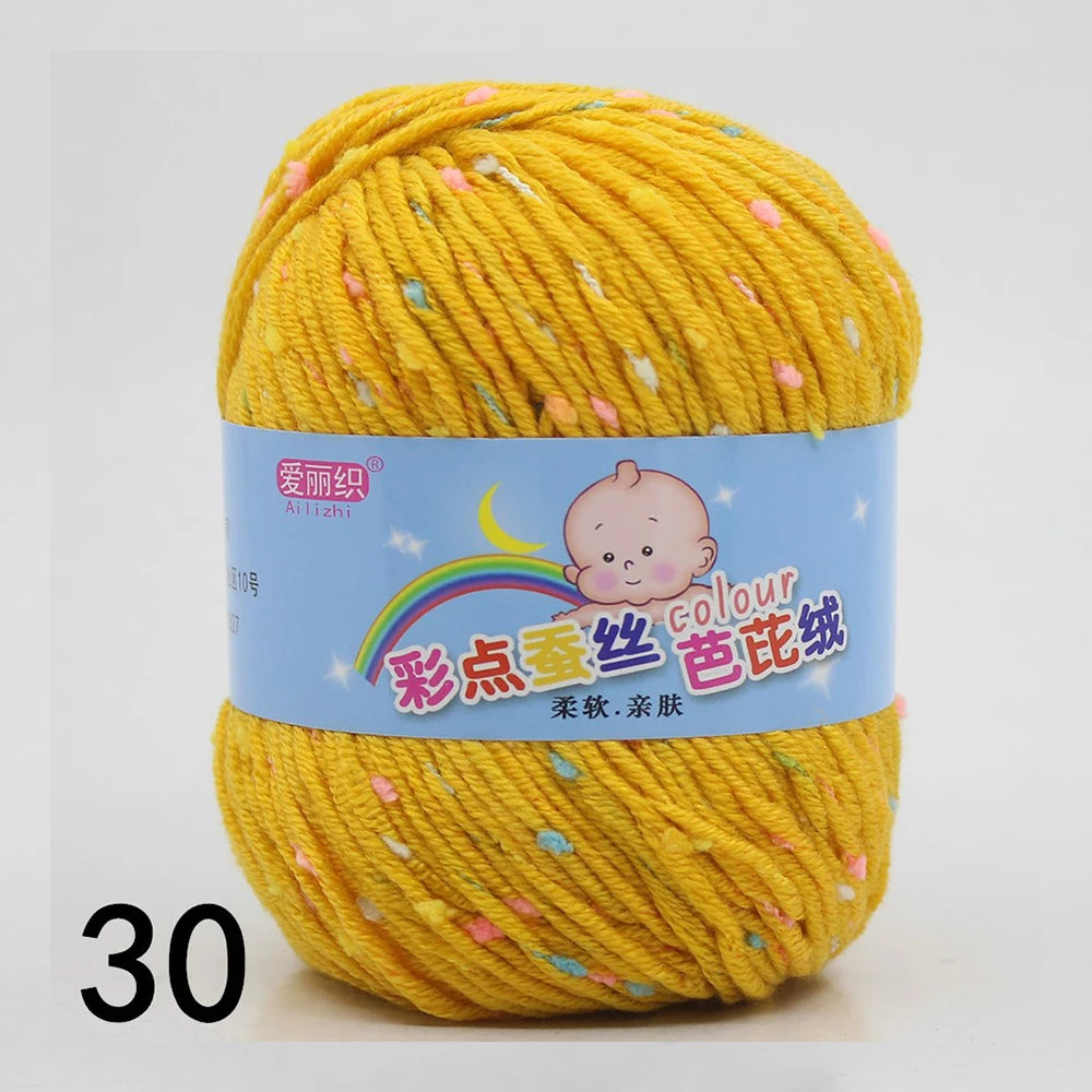 50g Colored Dot Silk Wool Yarn | Soft Baby Cotton Cashmere Blend for Knitting & Crochet