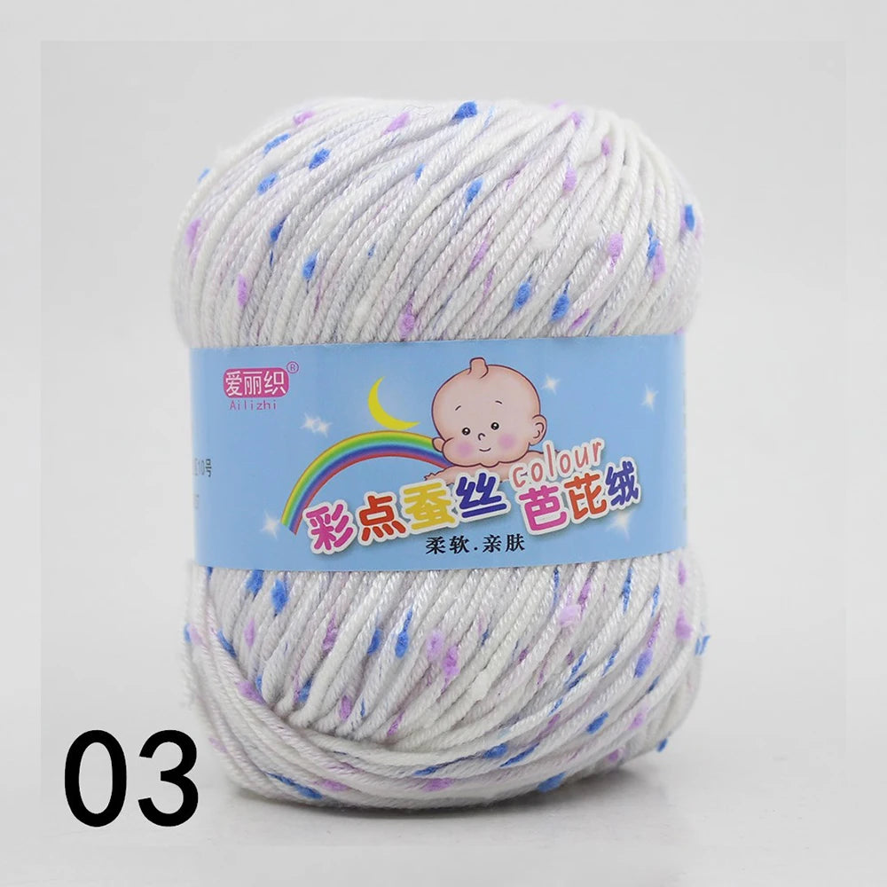 50g Colored Dot Silk Wool Yarn | Soft Baby Cotton Cashmere Blend for Knitting & Crochet