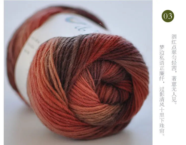 100% Wool Yarn – Rainbow Color Soft Thick Knitting & Crochet Thread