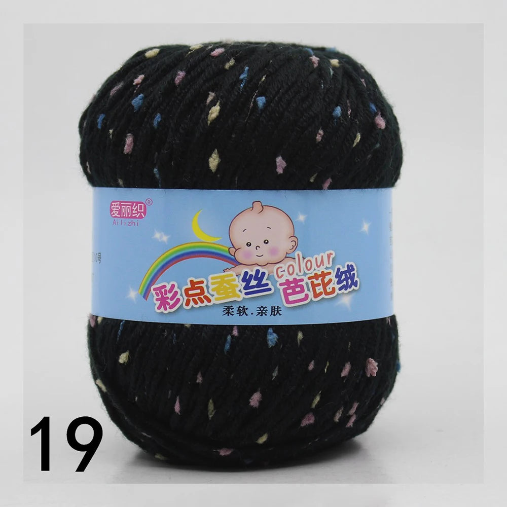 50g Colored Dot Silk Wool Yarn | Soft Baby Cotton Cashmere Blend for Knitting & Crochet