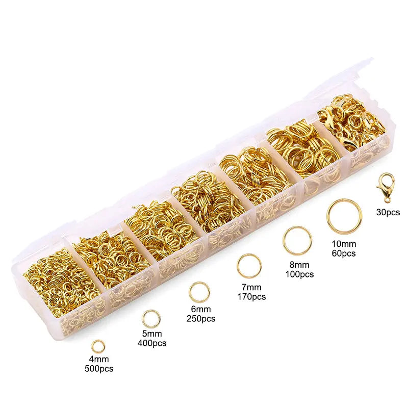 Jewelry Findings Kit with Zinc Alloy Jump Rings & Lobster Clasps